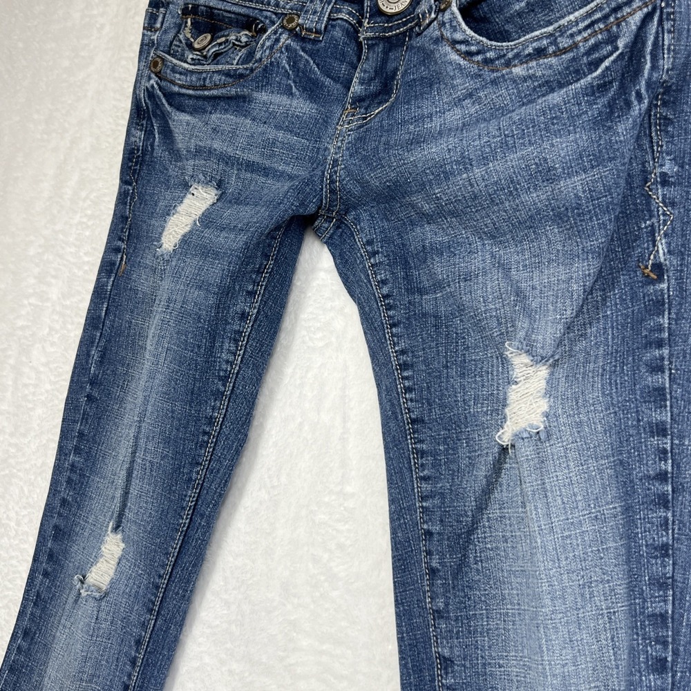 Hydraulic Jeans Distressed Ultra Super Skinny Low Rise Juniors 1/2 Blue - Picture 9 of 16